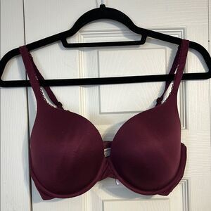 VICTORIA'S SECRET Maroon Body by Victoria Perfect Shape 34DD Bra Molded Cups